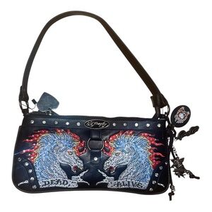 Ed Hardy Y2K Dead or Alive Unicorn Shoulder Bag Tattoo Grunge